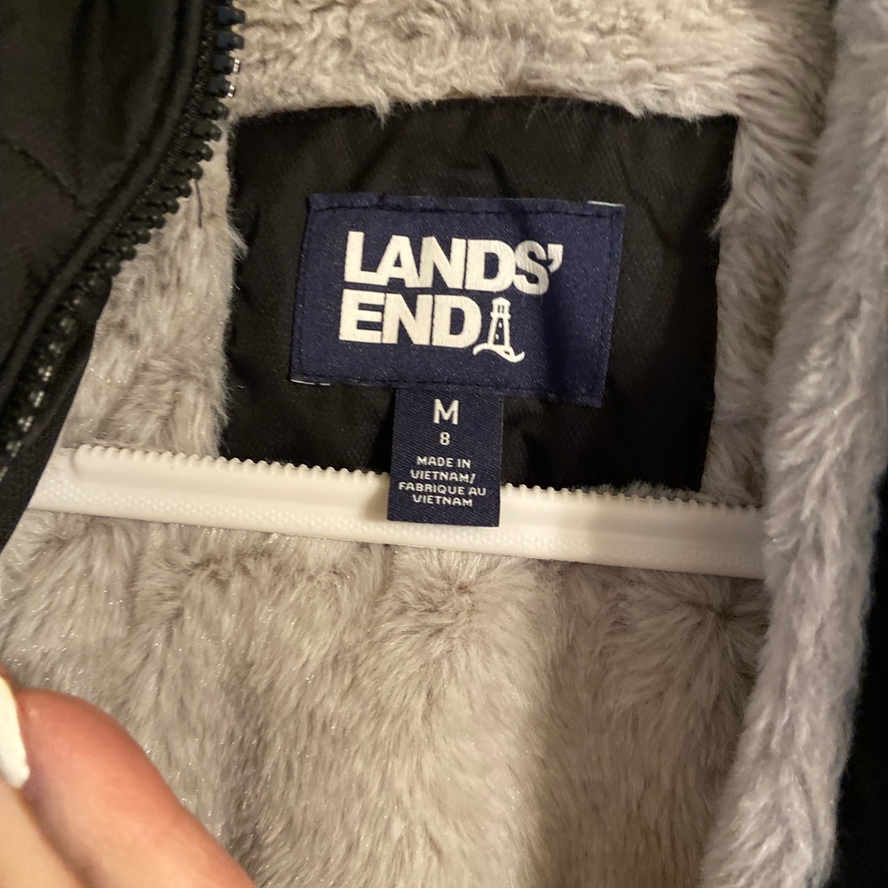 Lands' End Kids Long Black Puffer Coat - Picture 2 of 11